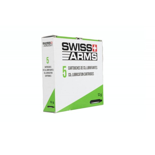 Swiss Arms Co2 Maintenance Canisters (5pack), The Swiss Arms Pack of 5 – 12g CO₂ Cartridges with Silicone Oil is a reliable power source for your gas-powered airsoft guns